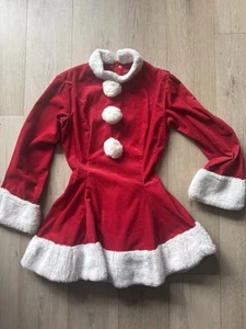 Costume vintage Babbo Natale vestito velluto a coste pattinaggio pelliccia orlo elfo rosso 12 - Foto 1 di 13