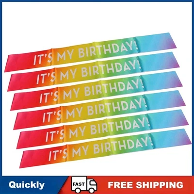 Bright & Colourful Satin Kids Birthday Sashes 6 Pcs Reusable Soft & Comfortable - Image 1 of 4