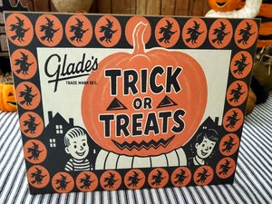 ALTES RETRO VINTAGE LADEN STIL HALLOWEEN LICHTUNGEN SÜSSIGKEITEN WERBUNG HOLZSCHILD - Bild 1 von 12