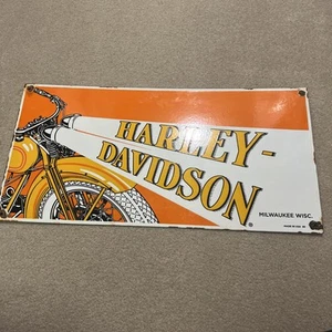 RARE Vintage Harley Davidson Motorcycle Heavy Porcelain Metal Gas Oil Sign - Picture 1 of 9