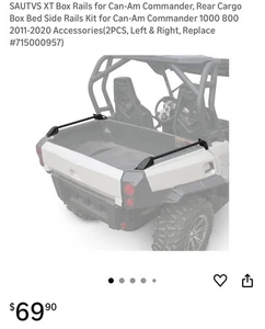 XT Box Rails for Can-Am Commander, Rear Cargo Box Bed Side Rails Kit for Can-Am - Picture 1 of 1
