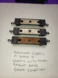 3" BACHMANN N SCALE BOXCAR CHASSIS WITH TRUCKS N SCALE CHASSIS ONLY PARTS LOT. - Bild 1 von 10
