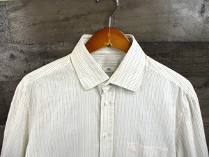 Camisa de vestir Borrelli Napoli para hombre grande 16 rayas con botones hecha en Italia - Imagen 1 de 12
