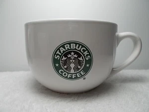 2007 Starbucks White Green Logo Large 18 Oz Ceramic Coffee Tea Cup Mug - Picture 1 of 6