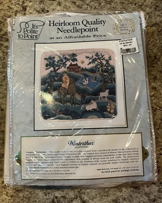 Kit de punta de aguja de lana Winterthur Museum Heirloom 1992 Country Horseman Pastoral Foto 1 de 4