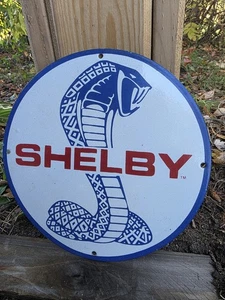 VINTAGE FORD SHELBY COBRA PORCELAIN SIGN GAS STATION PUMP PLATE OIL. - Picture 1 of 6