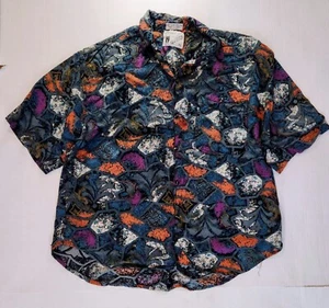 Goouch Button Up Shirt Mens XL Multicolor Abstract Rayon Box Fit Vintage - Picture 1 of 6