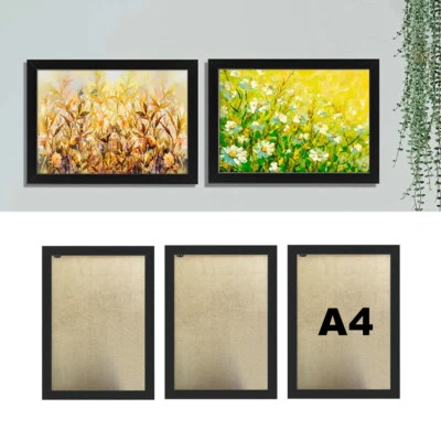 A4 Photo Frames Pack of 3, Certificate Art Picture Frame Black Hang and Stand UK