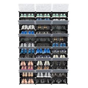 12Tier Portable 72 Pair Shoe Rack Organizer 36 Grids Tower Shelf Storage Cabinet - Picture 1 of 13