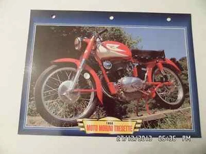 CARTE FICHE MOTO MOTO MORINI TRESETTE 1958 - Imagen 1 de 1