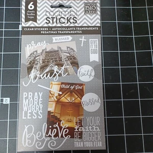 SCRAPBOOK STICKER Book Pray Faith Blessed Believe Transparent cross Grace white - Picture 1 of 5