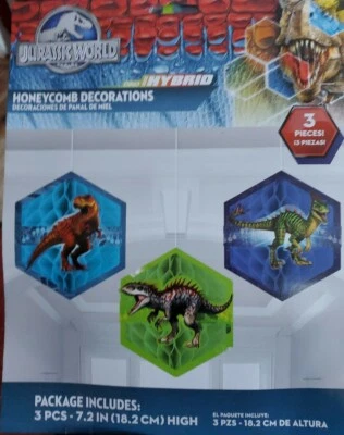 Jurassic World Dinosaurs 3-Pc Honeycomb Decoration Kit Birthday Party Supplies - Image 1 of 4