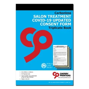 Cherry NCR **UPDATED** Salon Treatment Pandemic Consent Form A5 Triplicate Book - Picture 1 of 3