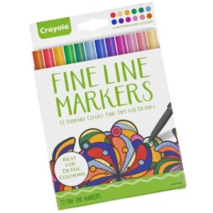 Crayola Fine Line Markers in 12 Vibrant Colors | Fine Tips for Detail Coloring - Picture 1 of 2