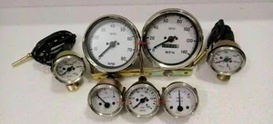 Smiths Gauge Kit Temp+Oil+ Fuel+Amp+Oil Temp+Speedometer +Tacho Replica white - Picture 1 of 3
