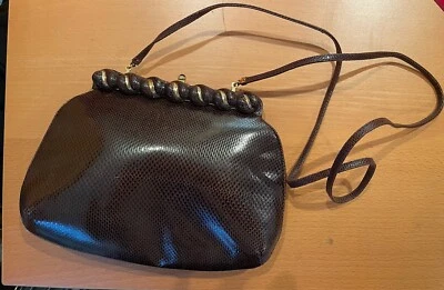 Bandolera Judith Leiber Karung Convertible Piel de Serpiente Marrón Dorado Trenzado Foto 1 de 4