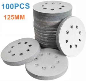 100PCS 125mm 5" 8-Hole Sanding Discs Hook Loop Orbital Sander Pads 80 Grit - Picture 1 of 5