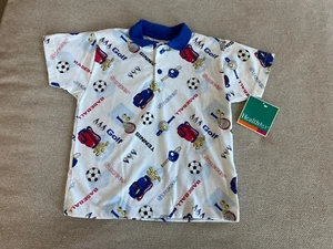 Vintage HealthTEX Youth Sports Shirt Boys Size 6 White Play Ball Golf Soccer NOS - Picture 1 of 4