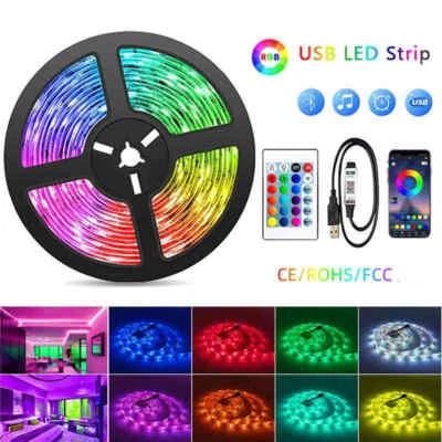 LED Strip Lights 1-10m RGB 5050 Colour Changing Tape Cabinet Kitchen TV Lighting - Image 1 of 4