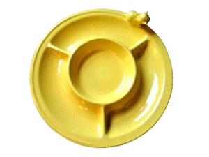 VINTAGE 3D MOUSE CERAMIC CONDIMENT CHEESE TRAY DISH PLATTER APPETIZER USA YELLOW - Picture 1 of 7