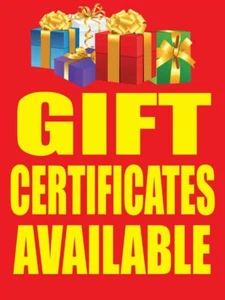 Geschenkgutscheine verfügbar | Schaufensterschild im Einzelhandel | 18 Zoll breit x 24 Zoll hoch - Bild 1 von 5