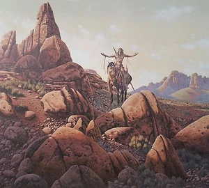 PRAYER TO THE FOUR WINDS, Richard Luce, S/N Print, Indian on Horse - Bild 1 von 3