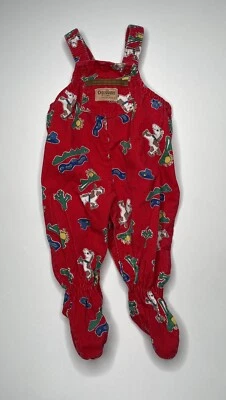 Mono de Colección OshKosh B'gosh Vestbak Rojo Pana Caballo Footsie Hecho en EE. UU. 6-9 M Foto 1 de 4