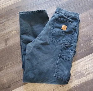 Carhartt schwarz Flanell gefütterte Hose 34x32 Duck Loose Fit Carpenter B111-BLK Herren - Bild 1 von 11
