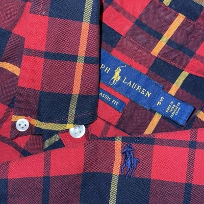 Camisa Oxford Polo Ralph Lauren Manga Corta Con Botones Para Hombre’s S Roja Negra A Cuadros Foto 1 de 4