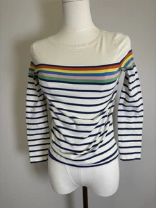 Mini Boden 9/10 Rainbow And Navy Stripe NWOT - Picture 1 of 3