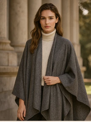 Poncho Capa Marcel Miller Gris Lana Alpaca Talla Única Capa Boho Elegante En Capas Foto 1 de 4