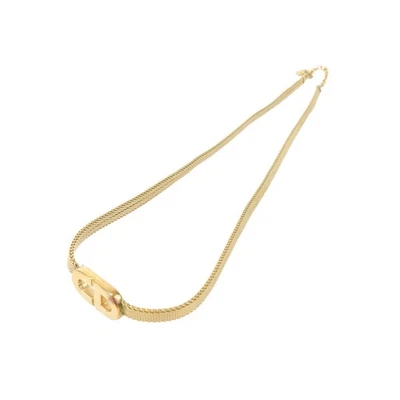 Christian Dior CD Logo Metal Necklace Choker Gold Authentic Used F/S - Image 1 of 4
