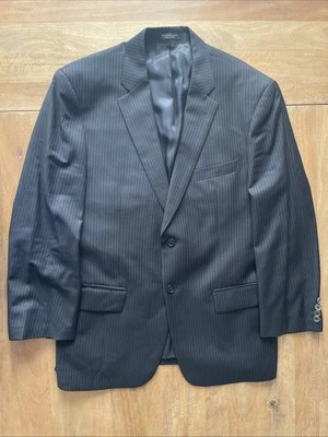 Chaqueta deportiva John Varvatos de una sola aguja negra a rayas para hombre talla 42S calce ajustado Foto 1 de 4