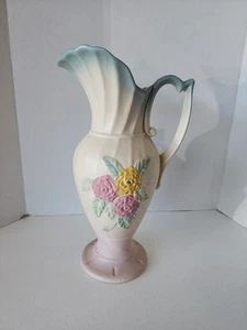 Hull Pottery Camellia Open Rose Pitcher #106 - 13 3/4 Inch Pitcher Made In USA - Picture 1 of 9