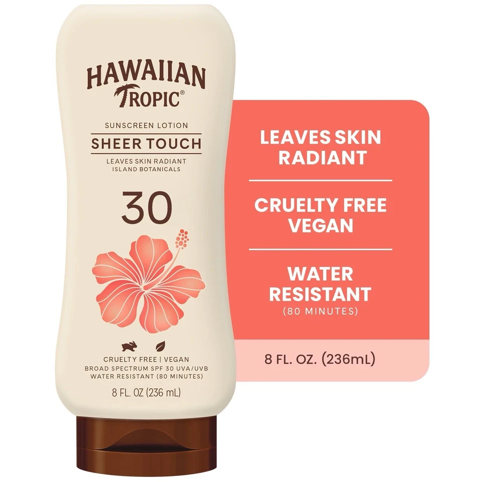 NUEVO Hawaiian Tropic 8FL Sheer Touch Ultra Radiance Bronceado Loción Protector Solar FPS 30 Foto 1 de 1