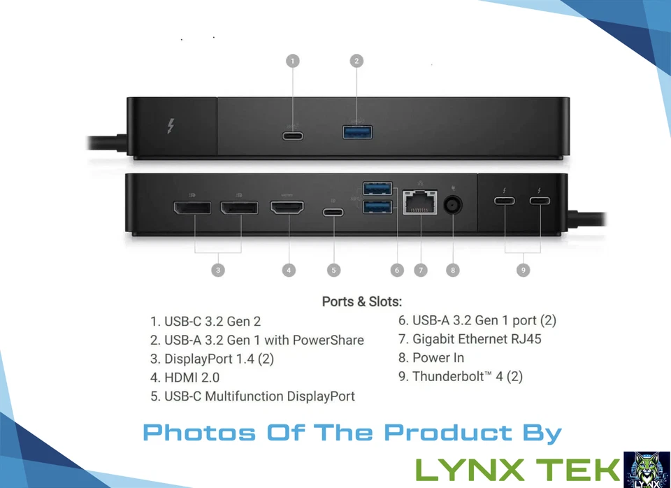 Genuine Dell Thunderbolt 3/4 Dock Station WD19TBS/ WD19TB/WD22TB4 w/180W Adapter - Image 1 of 1