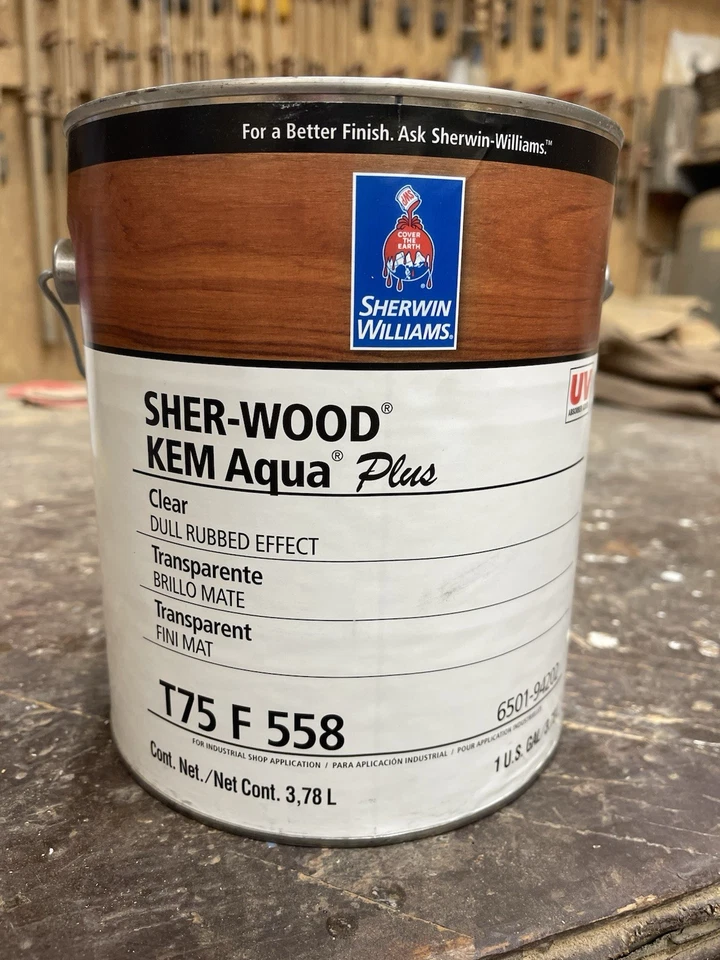 Sherwin Williams Sher-Wood Kem Aqua Plus Laca/Galón Transparente Efecto Frotado Opaco Foto 1 de 1