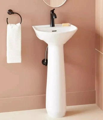 Signature Hardware SH129899PWH Lanken Mini Porcelain Pedestal for Sink, White - Image 1 of 4