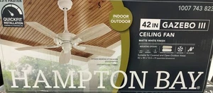 Hampton Bay Gazebo III 42 in. Indoor/Outdoor Matte White Ceiling Fan New - Picture 1 of 3
