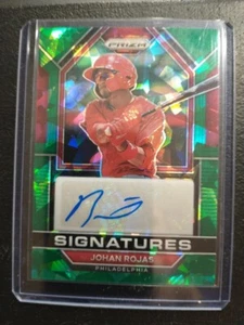 2023 Prizm Signatures #SIG-JR Johan Rojas Green Cracked Ice Prizm Phillies  - Bild 1 von 2