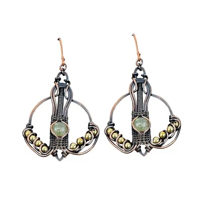 Медь круглый мох пренит камень новый висячая проволока обернутый крюк серьги ювелирные изделия - Изображение 1 из 4