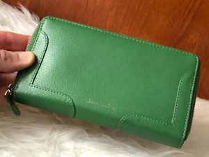 JANE SHILTON WOMEN'S GENUINE LEATHER ZIPPED VINTAGE GREEN PURSE ENVELOPE WALLET - Picture 1 of 24