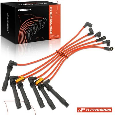 Conjunto de fios de vela de ignição 6 peças para Audi A4 1998-2001 A6 Quattro 2001 VW Passat V6 2.8L - Imagem 1 de 4