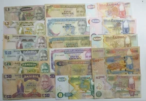 Zambia 18 different old Kwacha Banknotes K1-50,000 Used to Mint 1980-2008 - Picture 1 of 7