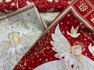 Makower Herald Angels Tessuto di cotone metallico Natale di 1/4 metro* o pannello - Foto 1 di 9