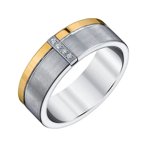 Men's Tungsten Carbon Fiber and Diamond Band Ring - Size 9.5 - Picture 1 of 4