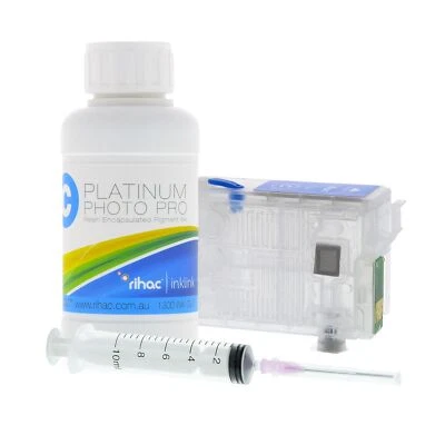 Rihac 157 Cyan Refillable Cartridge + 100ml Pigment Ink alternate Epson R3000 C - Image 1 of 3