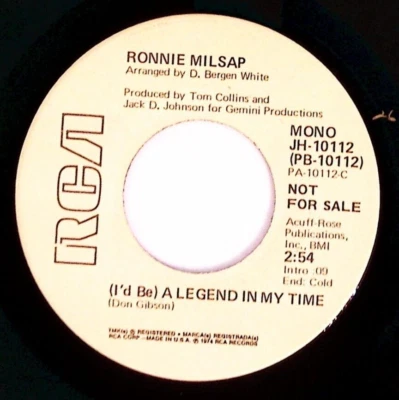 RONNIE MILSAP (I'D BE) A LEGEND IN MY TIME PROMO RCA RECORDS VINYL 45 75-123 - Image 1 of 3