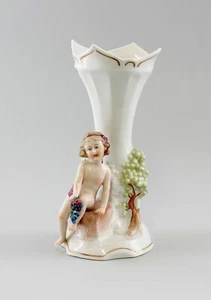 9997333-d Porzellan Figur Vase Putto Weintraube Wein Bacchus Ernst Bohne H21cm - Picture 1 of 2