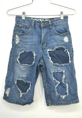 Shorts jeans Akademiks Junior médio denim desgastado algodão botão e zíper 8 - Imagem 1 de 4